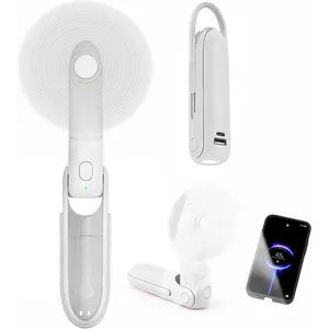 Handheld Mini Fan 3 in 1 Portable USB Rechargeable Small Pocket Fan Battery Operated with Power Bank and Flashlight Foldable & Lightweight 8 Hours Cooling Time Compact