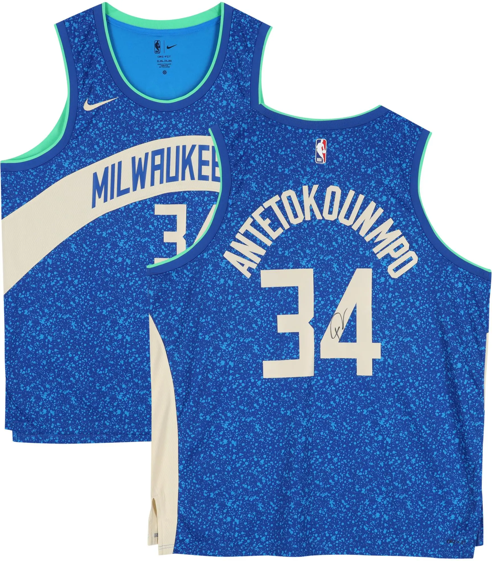 Giannis Antetokounmpo Milwaukee Bucks Autographed Blue Nike 2023-24 City Edition Swingman Jersey - Fanatics Authentic Certified