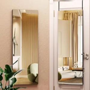 Door Mirror Full Length, "x 15.8" Full  Over The Door Hanging Wall Mounted Mirror for Bedroom, Living Room, Cloakroom, Square Black