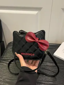 Women's Luxury Plaid Cat Bag, Bowknot Crossbody Shoulder Bag, Fashion Versatile Handbag, Detachable Strap, Zipper Closure, Perfect for Shopping, Work, Date, Quilted Crossbody Bag