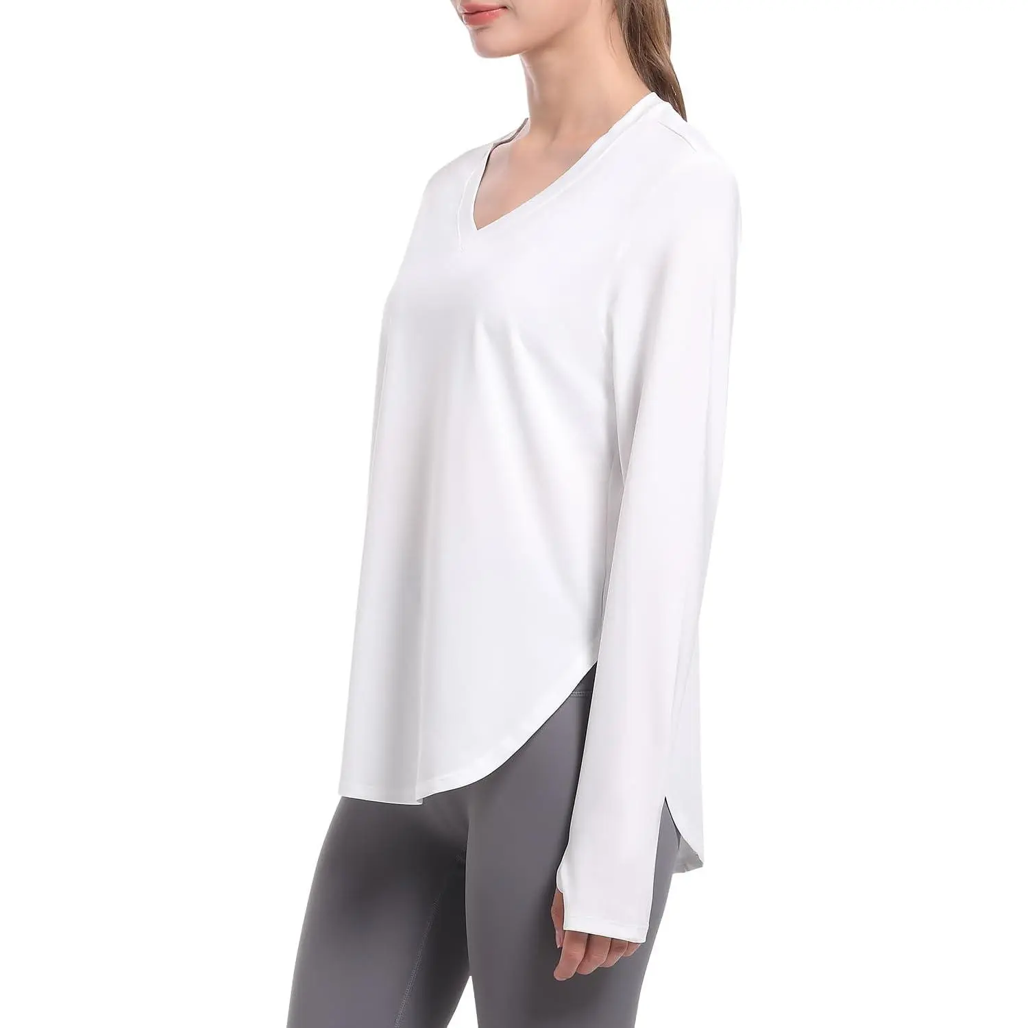 Women's 4-Pack Long Sleeve Compression Shirts - High-Quality Elastic Fabric, Pull-On Loose Fit, Dry Fit, Sun Protection Cooling Tops for Yoga, Running, Loose Fit Shirts