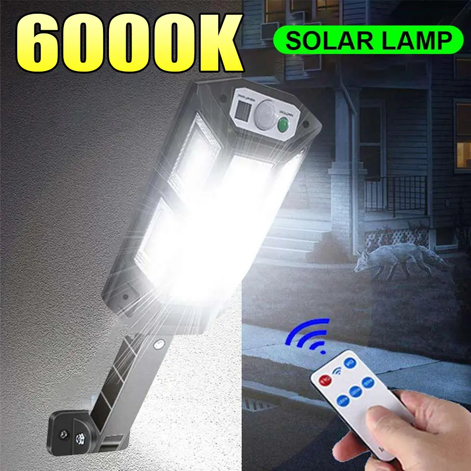 6000k LED Solar Wall Lamp with Motion Sensor, 3 Lighting Modes, Solar Lights are Suitable for Outdoor Streets and Courtyard Safety Lighting