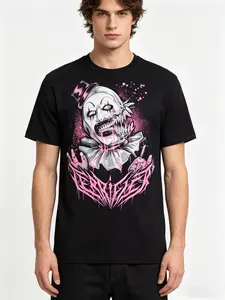 Terrifier 2 Art The Clown Pink Drips Comfortable Men'S Round Neck Short Sleeves T-shirt