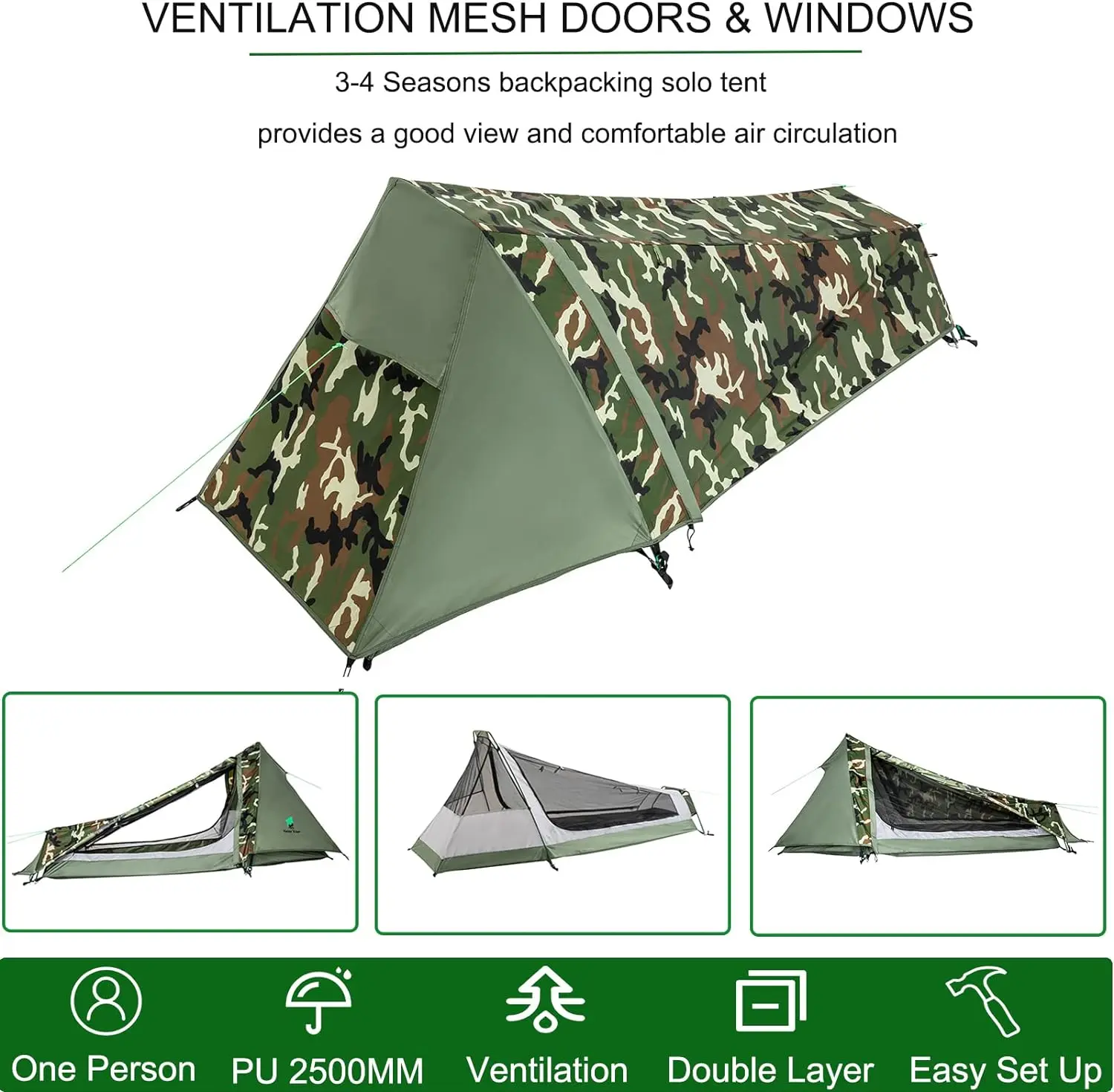 GEERTOP Portable Ultralight 1-Person Tent: Christmas Gift, Outdoor Breathable Sleeping Cabin echosmile  tent