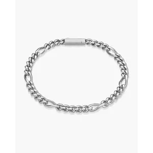 JAXXON Figaro Bracelet 5mm - Box Clasp - Silver