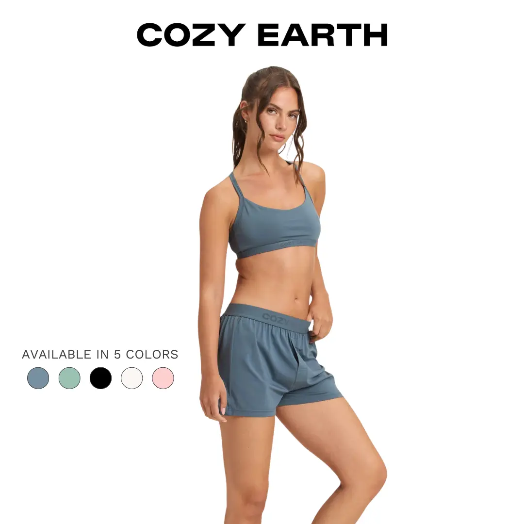 Cozy Earth First Layer Pajama Soft Bra & Boxer Short Set | Ultra-Soft Bamboo Viscose & Supima Cotton Lounge Set