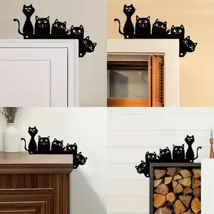 Classic Cat Silhouette Door Corner Decoration, Home Holiday Creative Hanging Art, Unique Interior Wall Decor for Living Room & Bedroom, Home Decor Ornaments