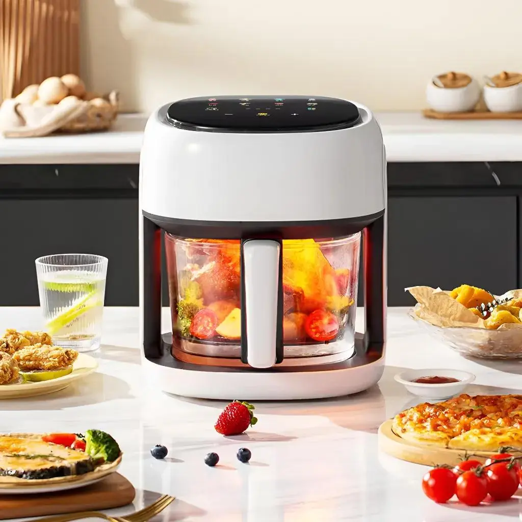 Multifunctional Household Touchscreen Digital Air Fryer Cooker, 1 Count Large Capacity Oil-free French Fry Machine, Home Intelligent 360 Degree Visual Full-automatic Transparent Oven