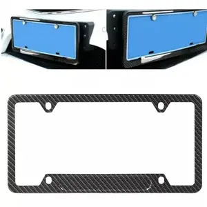 POFENZE-NADIA  Carbon Fiber License Plate Frame - 6.25x12.56in Universal USA Size Automotive Accessory, Includes Screws, Front & Rear Protector Tag Cover for Cars, Truck Accessories Reusable
