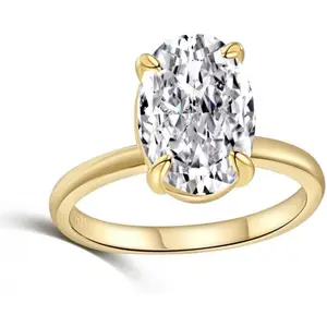 3.5CT 18K White/Gold Plated Lab Grown Oval Cut Ring D Color VVS1 Clarity Simulated for Women Wedding Engagement Anniversary princess cut ring halorings