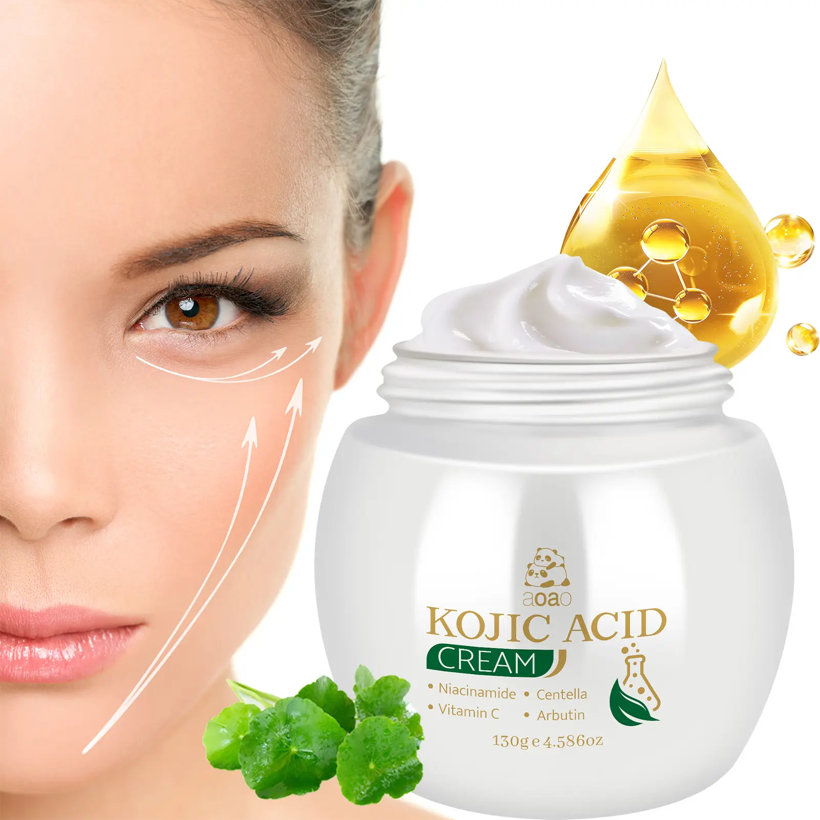 AOAO Kojic Acid Cream with Kojic Acid, Niacinamide, Centella, Arbutin & Vitamin C 130g