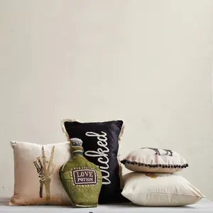 Cotton Potion Bottle Shaped Pillow w/ Embroidery & French Knots