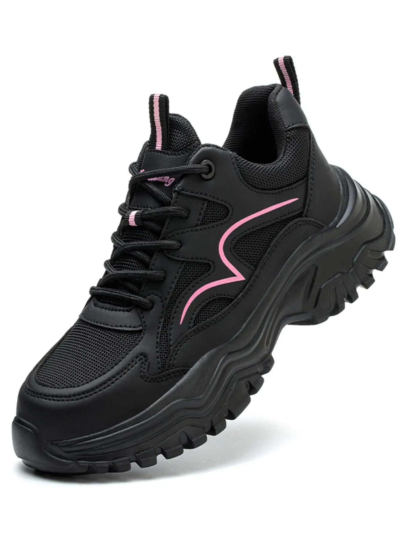 Women's Fashion Lace Up Front Work Lightweight Safety Shoes, Lightweight Work Sneakers, Casual Comfort Breathable Anti-smash Anti-puncture Sports Shoes, Female All-match Round Toe Shoes for Daily Wear, Workwear Shoes, Lightweight Safety Footwear