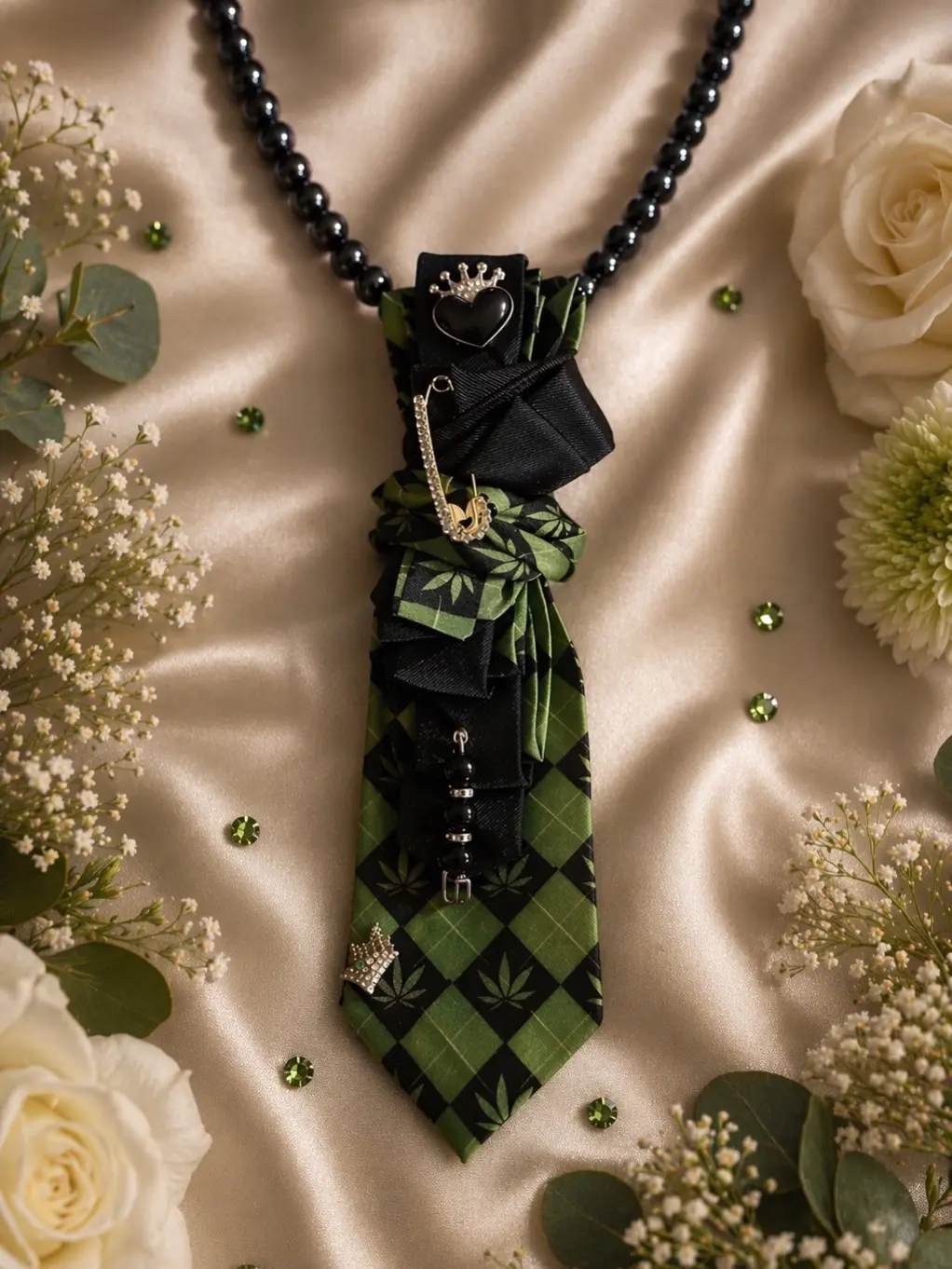 Luxury Emerald Custom Tie Set  | Unisex Statement Neckwear | Handmade Designer Style
