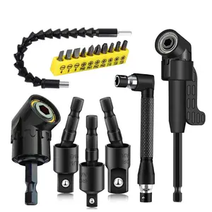 17pcs Flexible Drill Bit Extension Set, Includes 3rotatable Socket Adapters & 2hex Shanks, 10short Screwdrivers & 90°angled Bits, Alloy Steel Construction