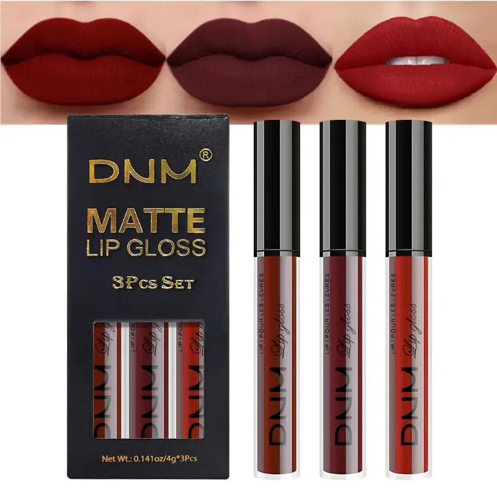 3Pcs Dark Red Deep Red Oxblood Red Matte Liquid Lipstick Lip Stain Sets for Women Matte+Lipstick Long Lasting Permanent 24 hr Hours Magic Lipstick 24 Hours original Waterproof 26