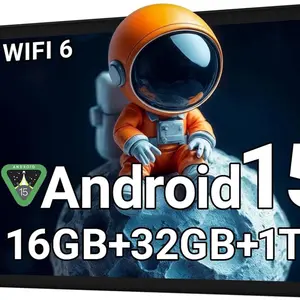 10-Inch Android 15 Tablet (Space Black) - 16GB RAM, 32GB ROM (1TB Expandable), 5-Core Processor, WiFi 6, BT 5.4, HD IPS Touchscreen, 8H+ Battery, Dual Camera for Kids & Streaming, Gift for Adults
