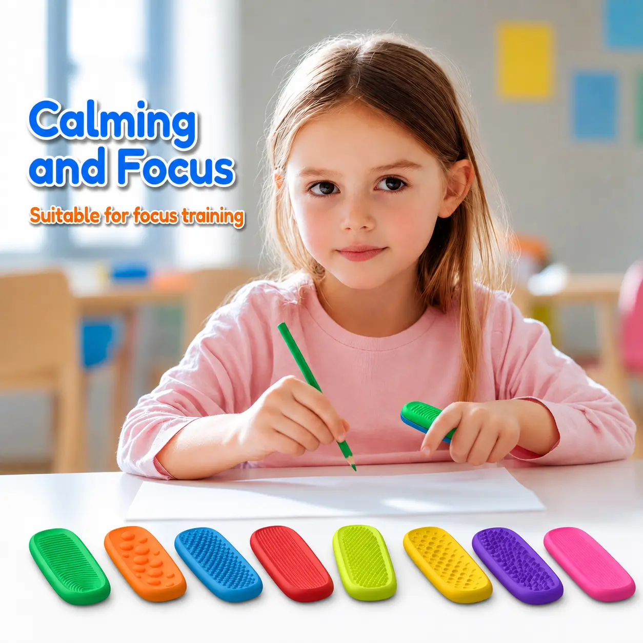 Fidget Toys Kids Calm Strips - 8 Pack Sensory Toys for Kids with Autism, Texture Suction Toys Worry Stone for Calming Down, Quie Fidgets for Classroom Prizes Stocking Stuffers sohochic