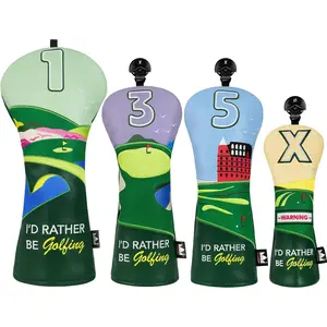 CRAFTSMAN GOLF Iconic Golf Course Sight Embroidery Headcover for Woods Drivers 3 5 Fairway Wood Hybrids Cover I'd Rather Be Golfing Great Gift for Men