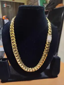 Luxury Cuban Link 20mm Gold-Plated Miami Cuban Link Necklace, Real Ice Diamond Crystal Hip-Hop Engagement Necklace, Rose Gold Plated, Temperament Necklace, Pendant With Necklace, Top Luxury Jewelry Gift Choice, Suitable for High-End Occasions