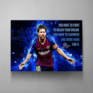 LIONEL MESSI Football Legends Art, Motivational Wall Art, Messi Poster, Quote Printable Wall Art, Framed Poster Print Unframed Messi Gift, Sport Home Decor