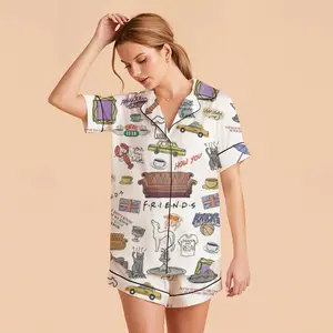 F.R.I.E.N.D.S Movie Satin Pajamas Shorts, Friends Sleepwear, Movie Pajamas Set, Satin Movie Pajamas, Gift For Her