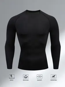 Men's Long Sleeve Compression Shirt, Athletic Compression Shirts, Breathable Sports Gym Wear, Quick Dry Basketball & Football Training Layer, Suitable for Running, Cycling