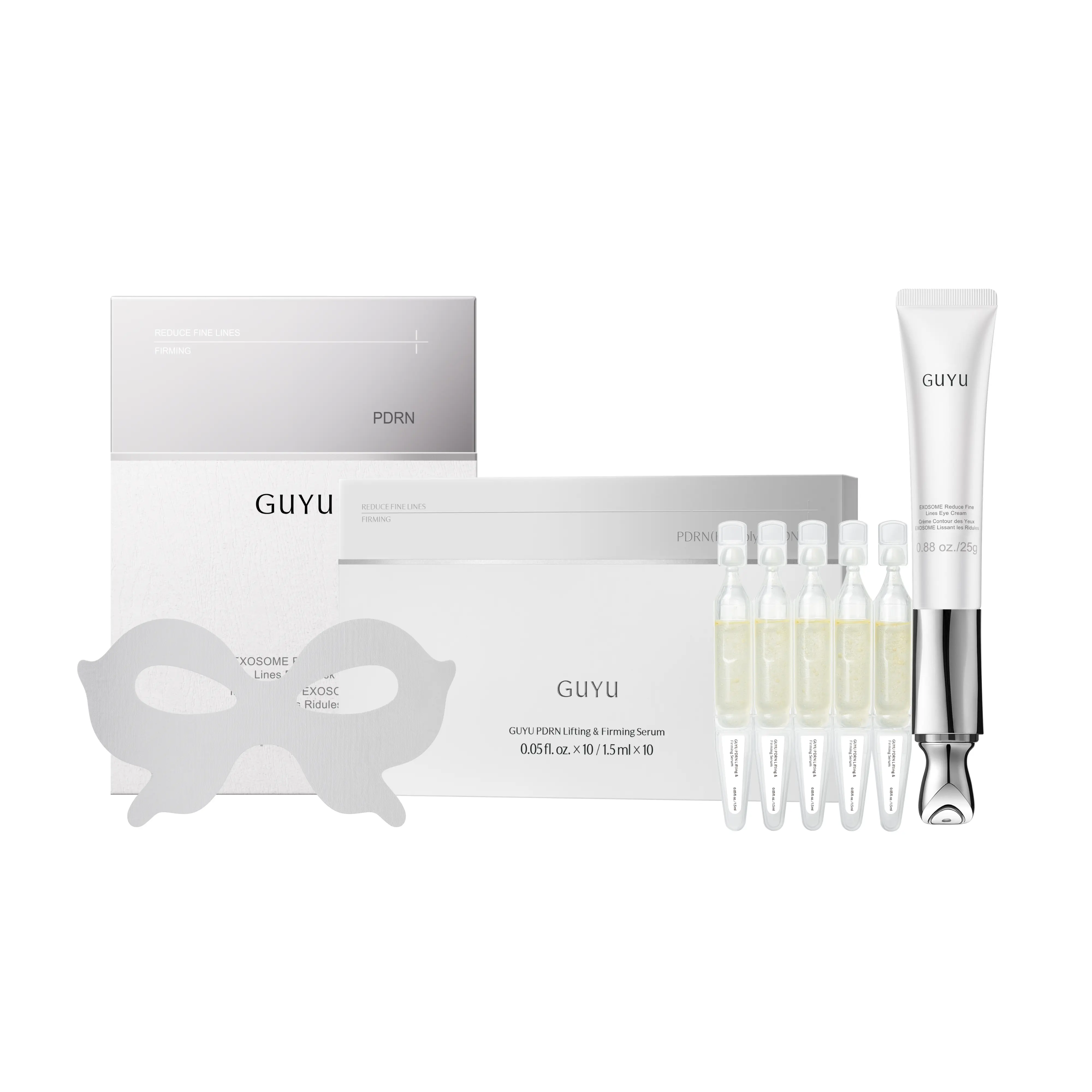 GUYU EXOSOME Lifting Firming Skincare Set - EMS Eye Cream, 5-Piece Mask, 10-Tube PDRN Activating Serum, NAD+, Caffeine Moisturizer, Anti Aging Dark Circles Treatment, Contour, Restore, Brightening, Skin Repair, Hydrating #tiktokshopbacktoschool #glowup, S