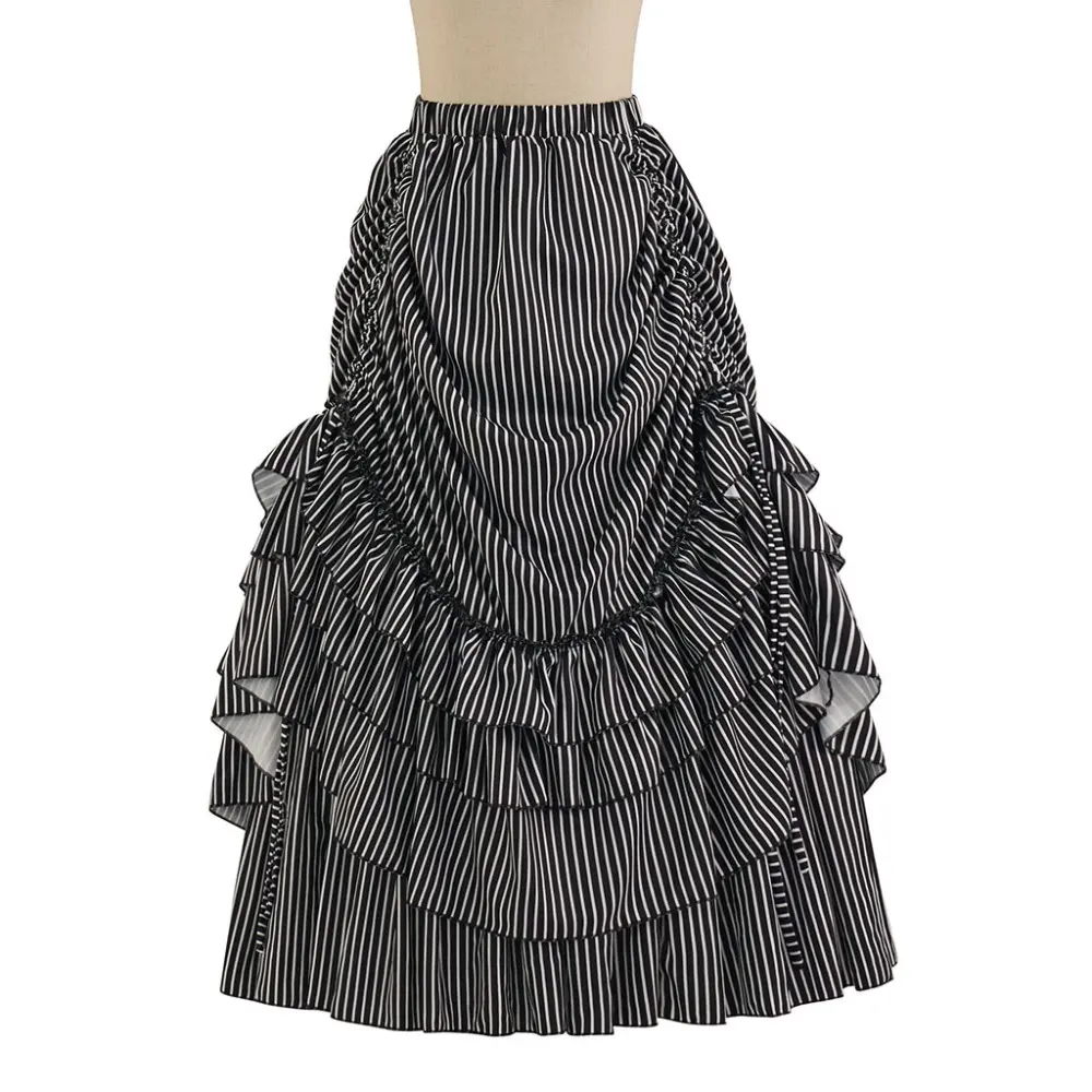 Women's Gothic Victorian Vintage Striped Renaissance Gown - Adjustable, Customized, Hip, Comfortable, Elegant, 3XL Gothic Dress with Accessories for Women's Special Occasion Costumes