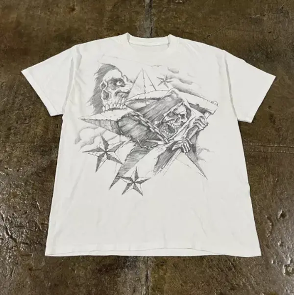 Y2K Grunge Gothic Skull Tribal Skater Affliction Style Tee, grunge y2k emo scene tapout goth amity affliction style clothes, Unisex T-shirt