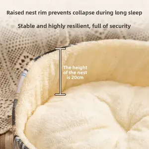 「Cold-Proof Warm Soft」Plaid Pet Bed, Large Dog Cushion, Multi-Use for Dogs & Cats