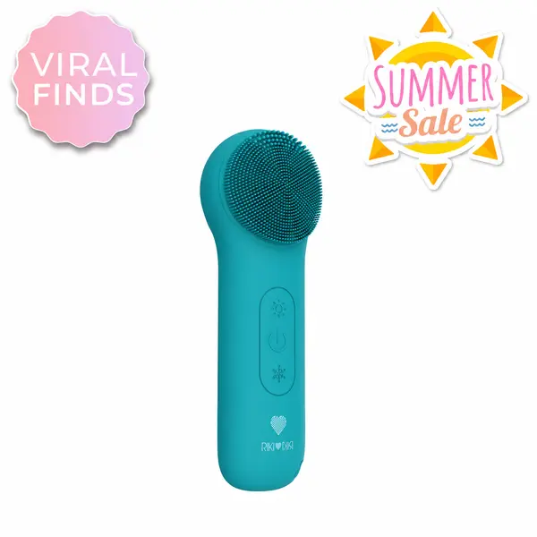 RIKI Radiant Silicone Face Cleansing System with Red and Blue LED Light Therapy, Gentle Heat, and Cooling Vibrations, IPX7 Waterproof, Ergonomic Design Facial Daily
