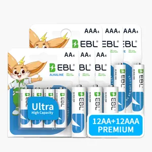 Bulk Buy Savings! 24-Pack EBL AA & AAA Alkaline Battery Combo  10-Year Shelf Life - Best Value for Home Essentials