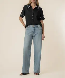 Marisol Linen Top in Black/White
