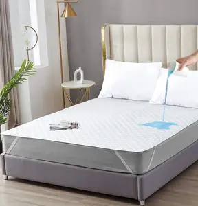Waterproof Mattress Protector with Straps Pad Cover Queen Size Full King Noiseless Protectors Deep Pocket Twin Soft Breathable Bed Cover Washable - quilted mattress protector