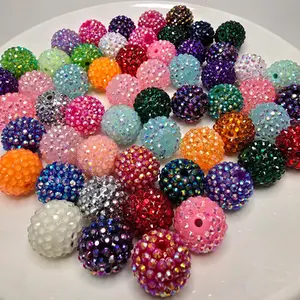 Rhinestone Beads 20mm Mixed Colors 25 Pack for DIY Jewelry Making & Decoration AB Shiney Coating Beaded Tassel Charms & Bangle Accessories