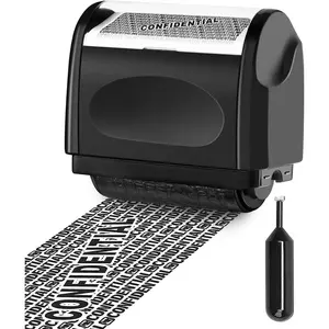 Identity Theft Protection Roller Stamp with 1 Refill Ink, Confidential Security Stamp for Blocking Privacy Information, Protect Your Address and ID