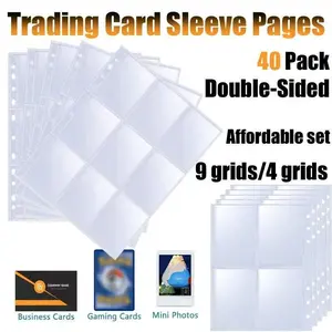 9 Bag/4 Bag Trading Card Pages, Pocket Collection Card Binder, 40 Dual-Sided Card Book Pages, Fits 720/320 Cards, Transparent Protection, Trading Card Sleeve