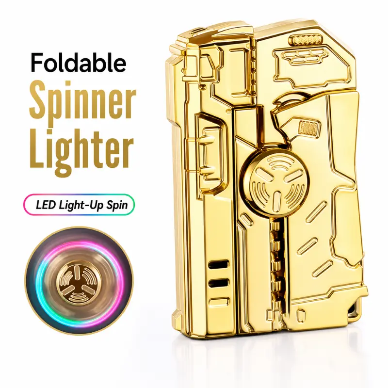 360° LED Light-Up Die-Cast Steel Fidget Spinner Fidget Toy, Unisex Smooth Silent-Spin 1-Click Mode EDC Multitool Accessory, Portable Cool Gadget for Office Desk Decor Stress Relief