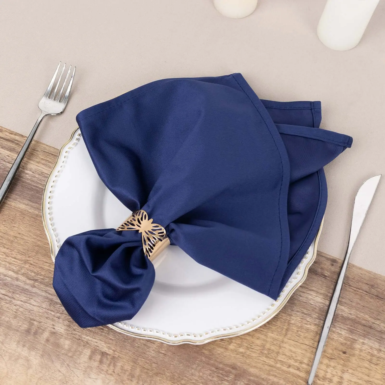 5-Pack Solid Square Cloth Napkins (20"x20" Navy Blue) - Wrinkle-Free Reusable Tableware for Banquets, Wedding Party, Birthday Events