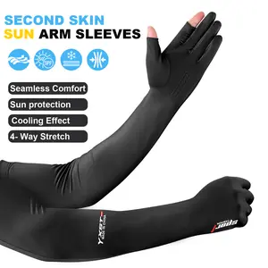 Ice Silk Sun UV Protection Arm Sleeves Elbow Cover with Gloves Outdoor Cycling Running Cooling Arm Sleeves For Men Women