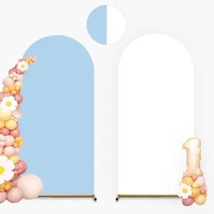 Arch Backdrop Cover - Wedding Arched Backdrop -2-Sided Wedding Arch Cover Spandex Fitting Round Top Chiara Backdrop Cover Arch Stand for Wedding Birthday Baby shower Party Decoration(Arch support not included)