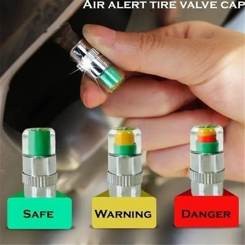 4pcs/Set Plastic core type car tire valve cap High precision tire pressure monitoring cap Air pressure detection warning Tire Pressure Caps Tyre Caps Automotive Parts