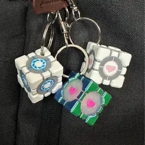 Companion Cube Keychain Portal Inspired | Storage Cube | DOTA 2 Benevolent Companion Cube | 3D Printed Gaming Keychain | Gamer Gift