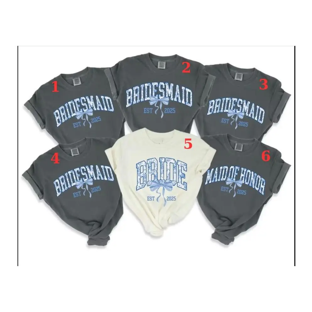 Bridal Party Matching Shirts coquette Bridesmaid Crewneck blue toile Bridesmaid Group Tee Team Bride Matching T-shirt Gift