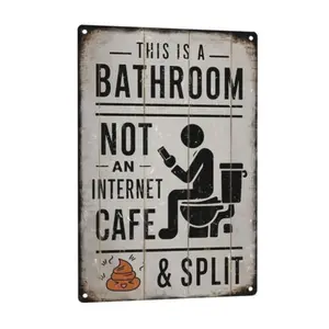 Funny Bathroom Sign Vintage Metal Poster This is a Bathroom Not an Internet Cafe Humorous Toilet Decor Tinplate Wall Art for Home Office Dorm 8x12 Inches Rustic Tin Sign with Poop Emoji Design Artwork Industrial Steel Decoration Homedecor