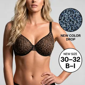 HSIA Leopard Wild Unlined Plus Size Breathable Soft Mesh No Padding Underwire Women Bra Womenswear Vneck