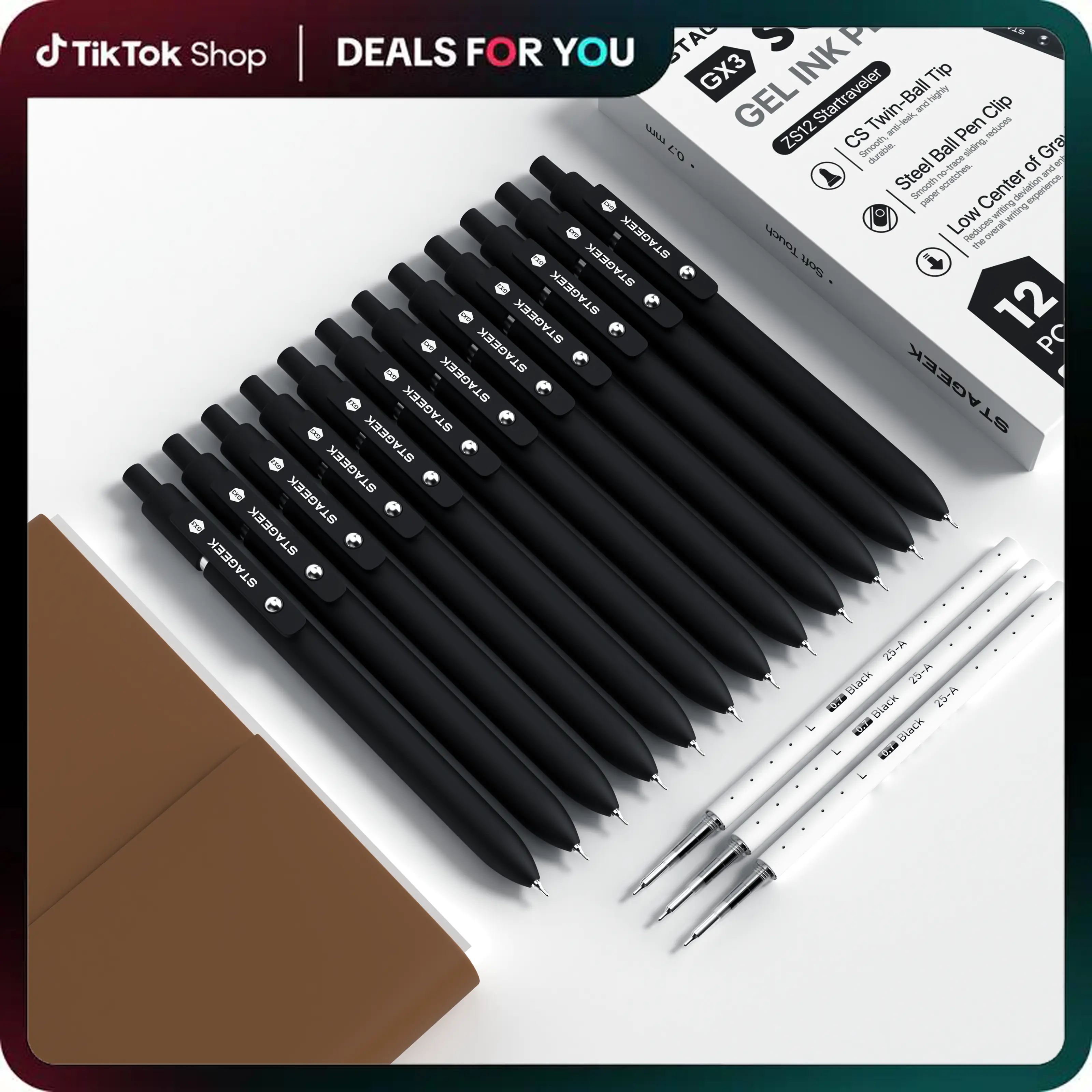 STAGEEK Black Gel Pens, 5/6/12 Pack Fine Point Smooth Writing Pens with 3 Extra Refills, 0.7mm/0.5mm Quick Dry Black Ink Pens for Journaling, Office, Note Taking, School Supplies, Nurse Aesthetic(Black Gray White & Morandi)