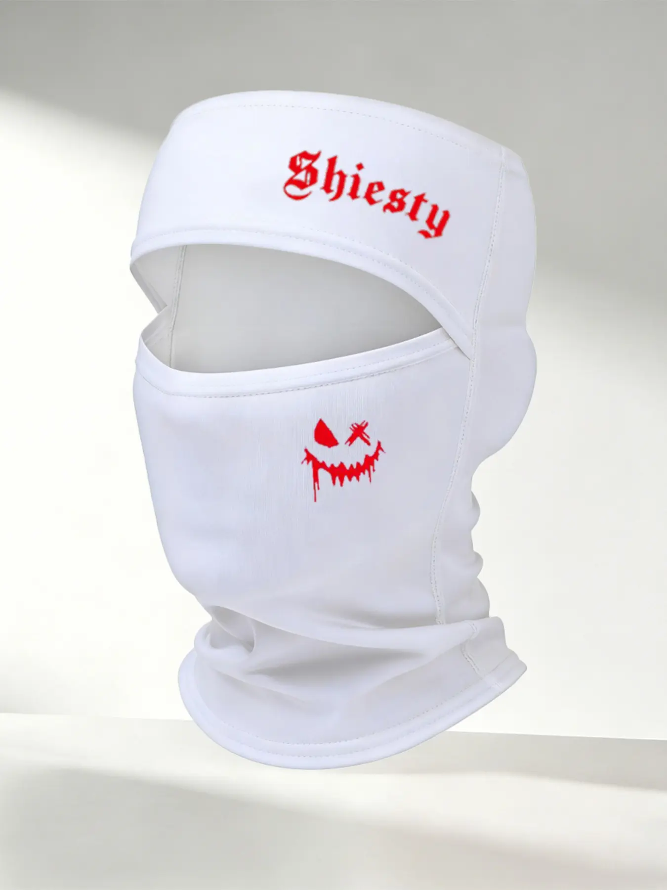 Shiesty Balaclava Men's Face Mask, Evil Smile Print, Full Face Hood, Winter Outdoor Warm and Windproof, Street Headpiece, Balaclava Headwear
