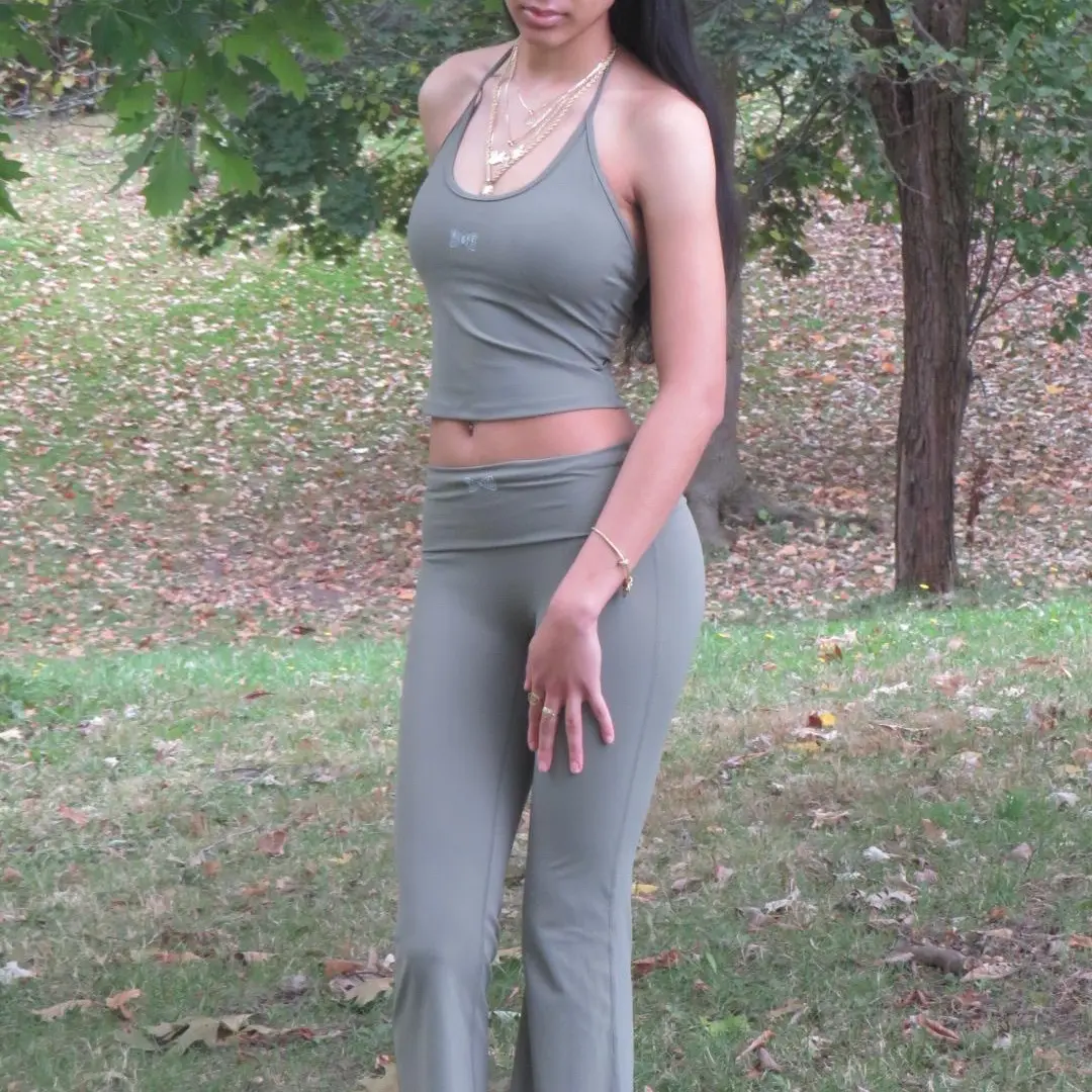 Olive green two-piece athletic set